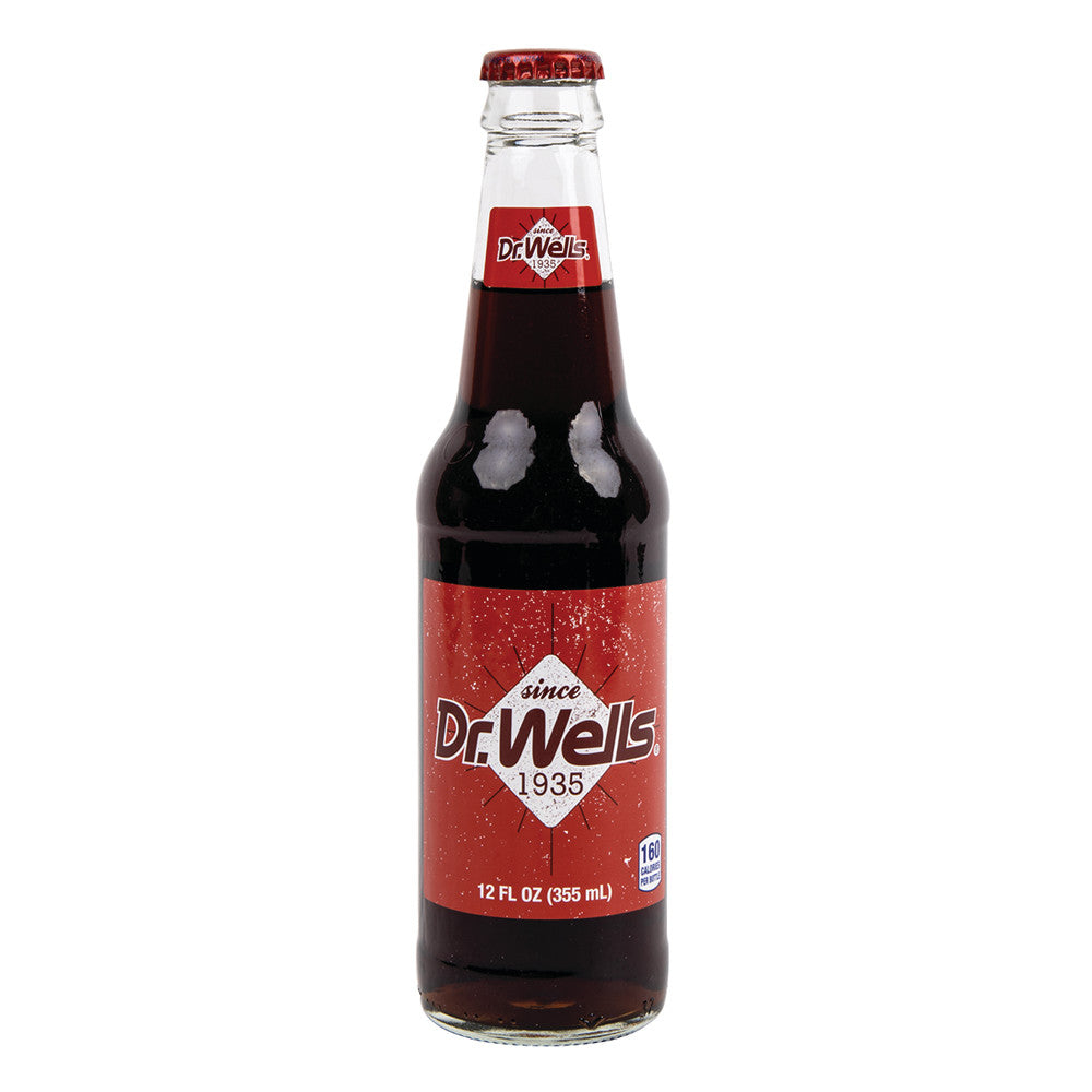 Dr. Wells soda bottle on a white background