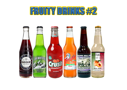 Assorted fruity drinks in a variety of bright flavors with smooth taste and lively fizz.
