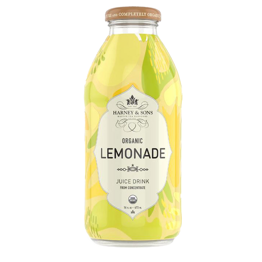 Bottle of Harney & Sons Organic Lemonade on a white background