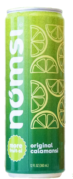 Can of Nomsi Original Calamansi soda featuring bright, zesty Filipino calamansi flavor made with real fruit juice.