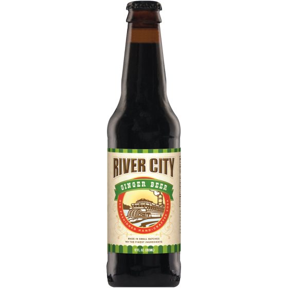 River City Ginger Beer bottle on a white background