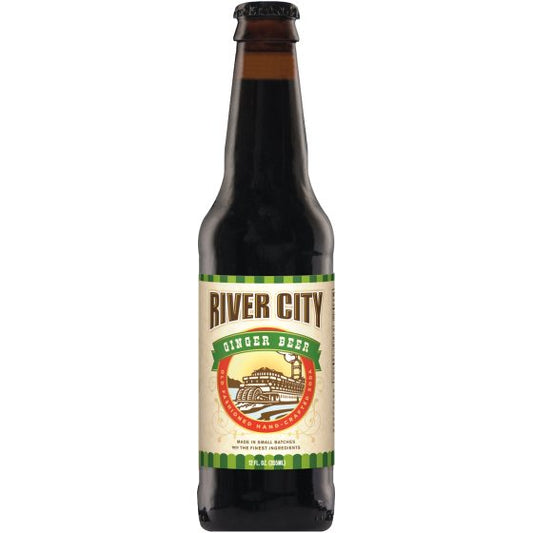 River City Ginger Beer bottle on a white background
