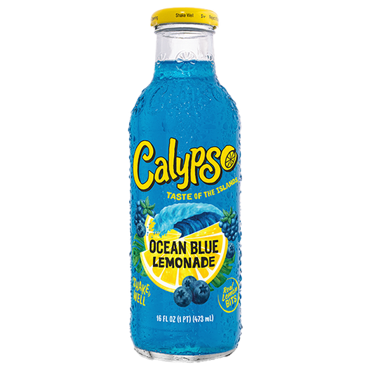 Blue Calypso Ocean Blue Lemonade bottle on a white background