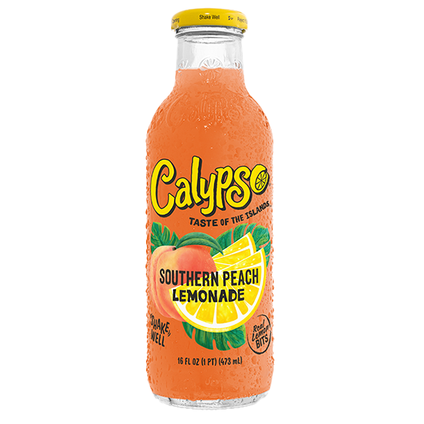 Orange Calypso Southern Peach Lemonade bottle on a white background