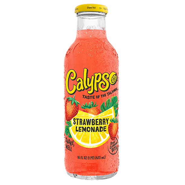 Red Calypso Strawberry Lemonade bottle on a white background