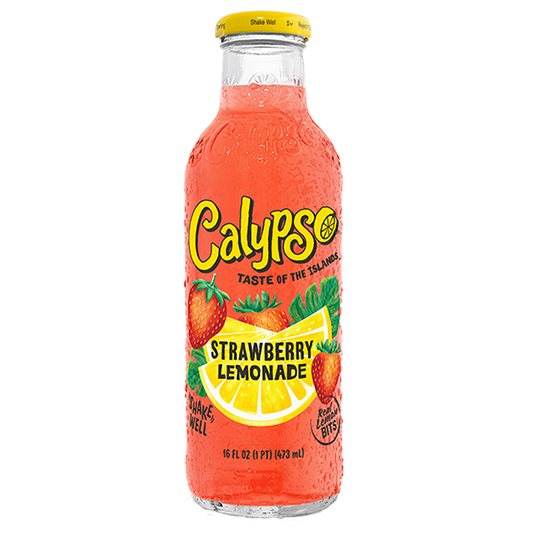 Red Calypso Strawberry Lemonade bottle on a white background