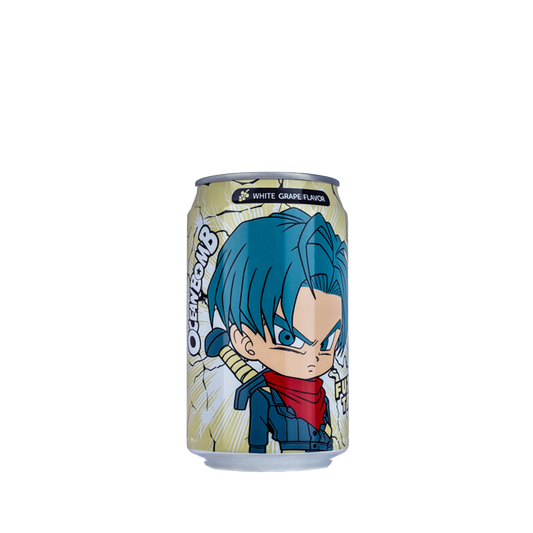 Off white colored Ocean Bomb can (White Grape flavor) with anime character design