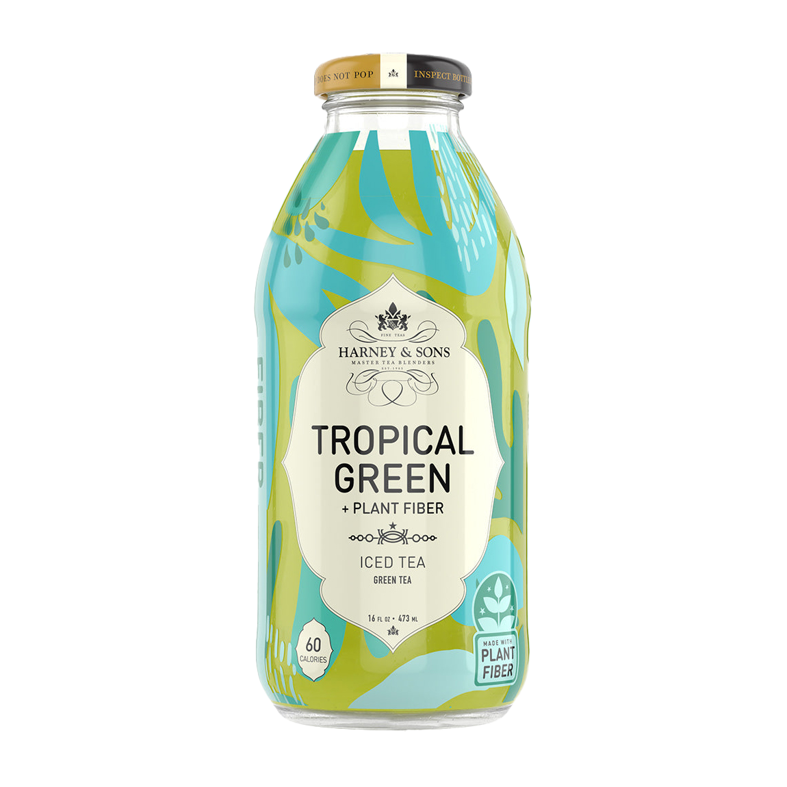 Green and blue Harney & Sons Tropical Green + Plant Fiber bottle